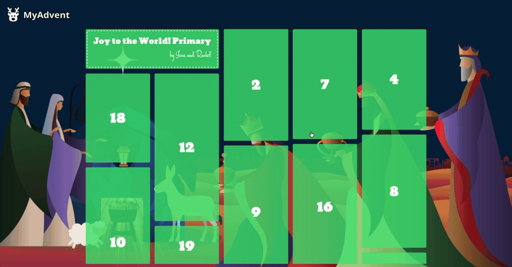 A GIF showing a preview of the contents behind one of the Advent doors